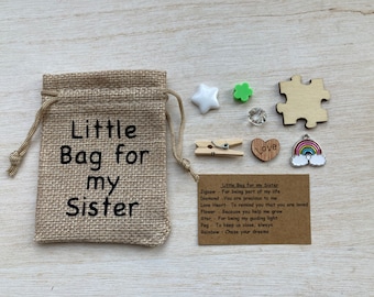 Sister Keepsake Bag, 7 Symbolic Charms, Sentimental Gift, Birthday Present