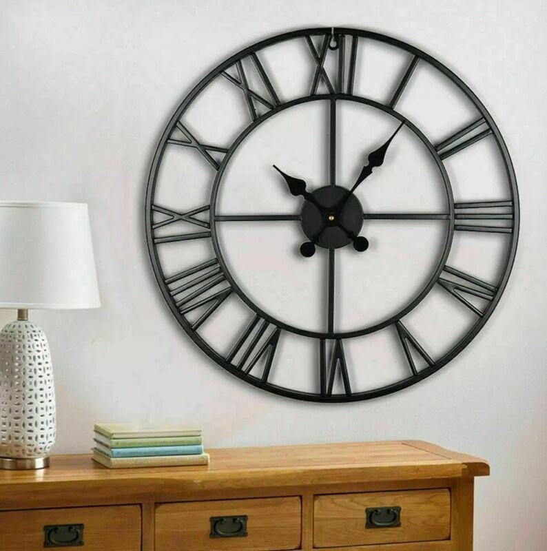 Extra large garden wall clock big roman numerals giant open Etsy