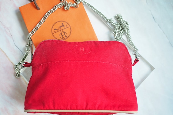 Hermes Orange/Red Cotton Canvas Small Bolide Travel Case - Yoogi's Closet