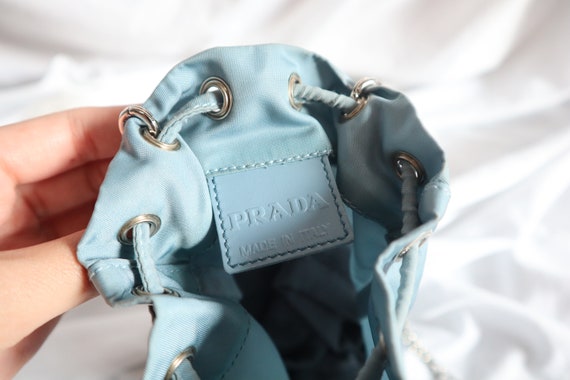 Authentic Prada Baby blue Nylon Tessuto Small Buc… - image 8