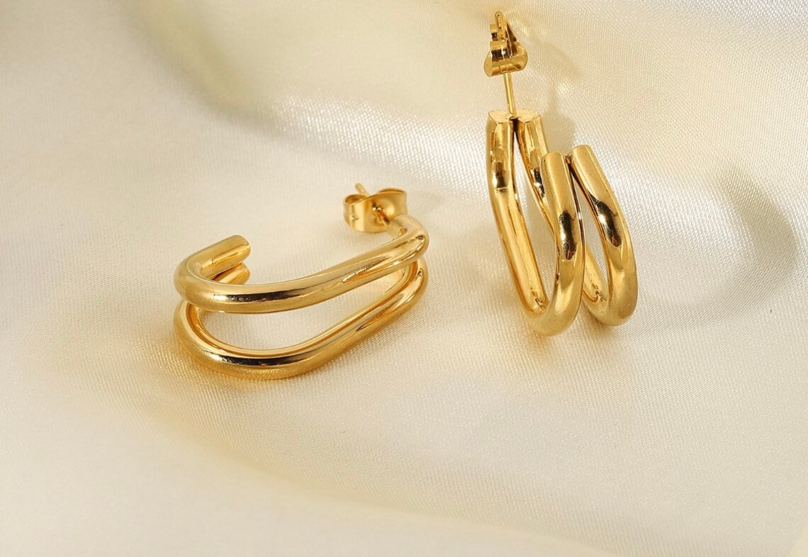 Double C Shaped Earrings Etsy UK