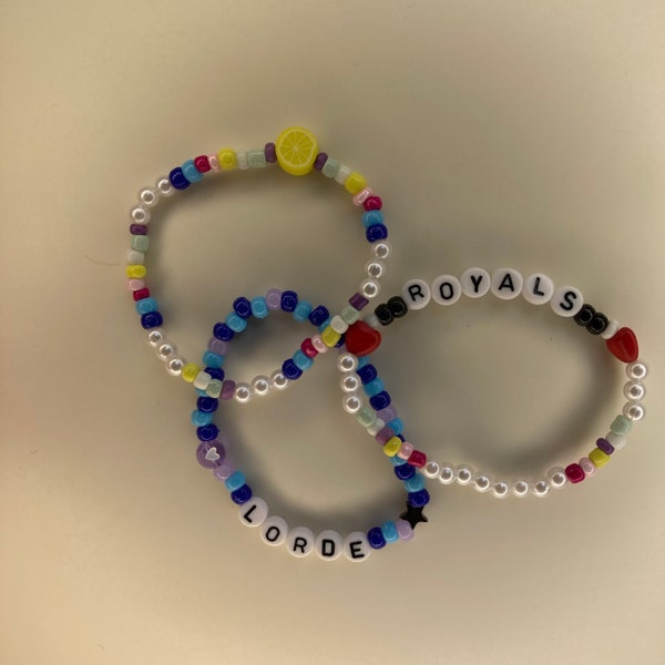 Lorde inspired royals beaded bracelet bundle- set of 3