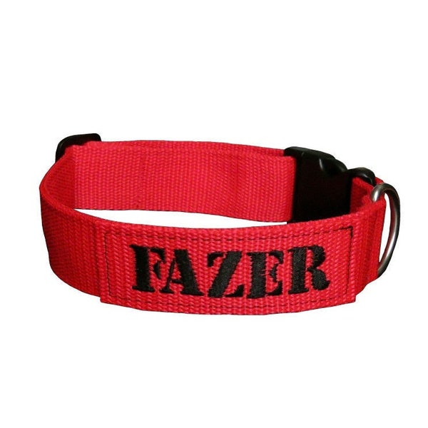 Embroidered Dog Collar With Name and Number Etsy