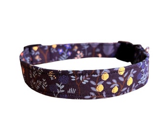 Camont Rifle Paper Co Adjustable Dog Collar 1" and 1.5", Cotton Fabric, Polypropylene Webbing, Stainless Steel, Quick Release Buckle.