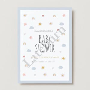 Invitación minimalista para baby shower, tarjeta personalizable, celebración sencilla, baby shower, celebración elegante