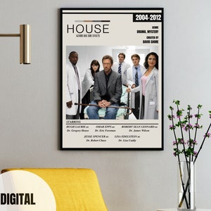 House MD Poster | Tv Show Poster | Theater Room Decor | Wall Art | Wall Decor | Series Poster | Movie Poster | Printable Wall Art