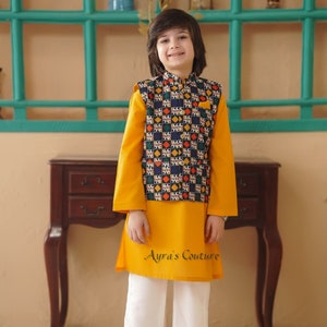 Pakistani Boys Eid  Eastern Wear Shalwar Kameez with Waist Coat