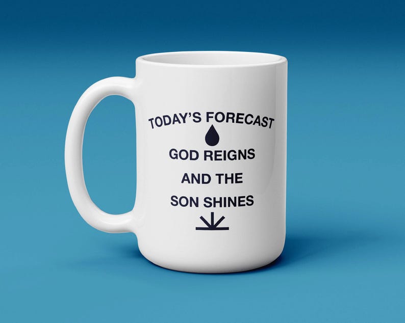 Kerusso Christian T-Shirt For Women - 'Today's Forecast God Reigns' Psalm 97:1 Design, 100% Cotton Crewneck
