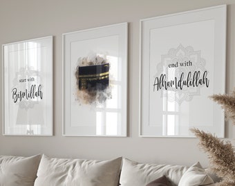 3x Islam Poster Set - Islam Wall Art - Pictures Living Room - Decoration - Wall Decoration - Wall Hanging - Fashion - Art Print Islamic Poster Gift
