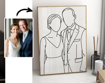 Personalized Family Poster – Line Art Illustration – Custom Portrait with Child – Modern Wall Art – Premium Matte Photo Paper Art Print