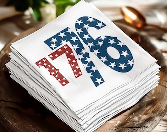 1776 Patriotic Paper Napkins, Fourth of July Table Decor, Americana Flag Print, Historical American Home Gift