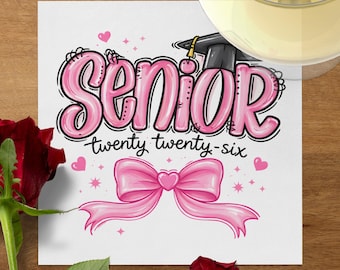 Senior 2026 Pink Graduation Paper Napkins | Class of 2026 Party Decorations | High School College Graduate Party Supplies | Cute Senior Year