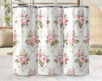 Vintage Love Shack Fancy Rose Blommig Tumbler Wrap Sublimeringsdesign (Digital Nedladdning)