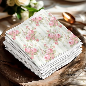 Vintage Floral Luncheon and Beverage Napkins, Decorative Garden Party Napkins, Elegant Table Settings, Bulk Napkins for Events