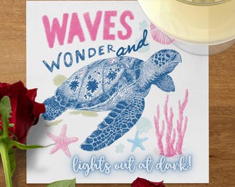 Sea Turtle Napkins | Whimsical Ocean Party Decor, Beach Birthday Supplies