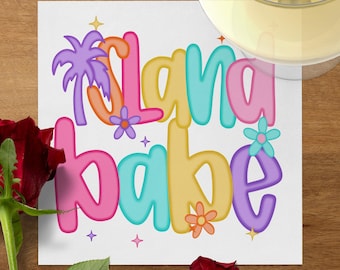 Island Babe Paper Napkins, Tropical Bachelorette Party Decor, Y2K Girls Trip Supplies