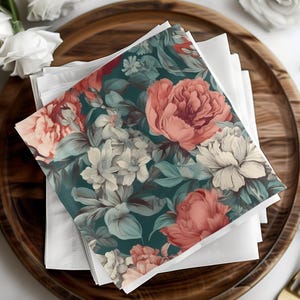 Custom Elegant Floral Napkin, Vibrant Flower Design, Botanical Print Napkins, Colorful Table Decor, Floral Paper Napkins Pack, custom napkin