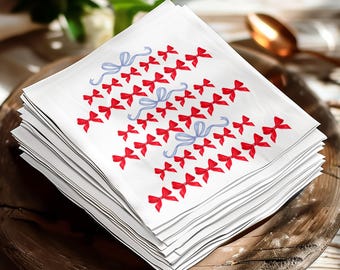 Red Bow Napkins | Festive Table Decor, Elegant Party Accessories