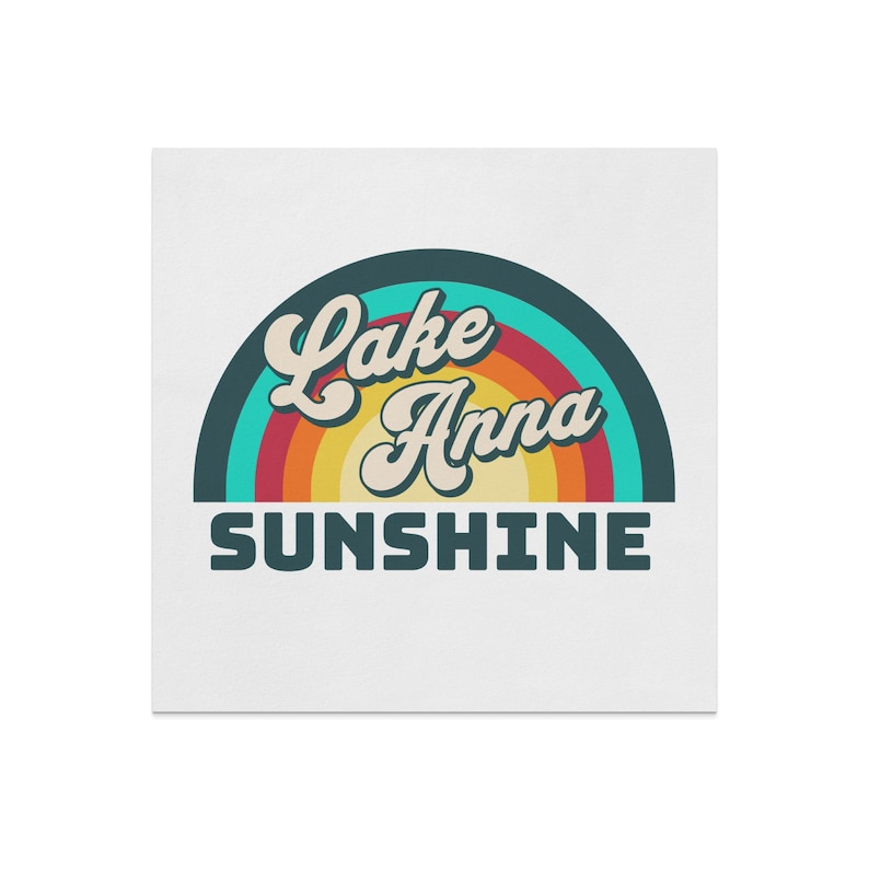 Lake Anna Sunshine rainbow logo with colorful stripes.