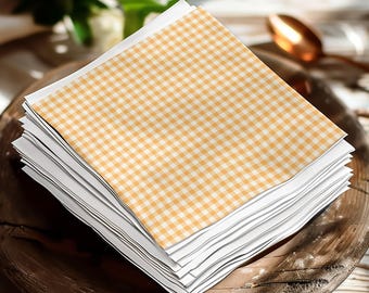 Custom Orange Gingham Napkins | Rustic Farmhouse Kitchen Accessories, Elegant Event Table Decor Gift
