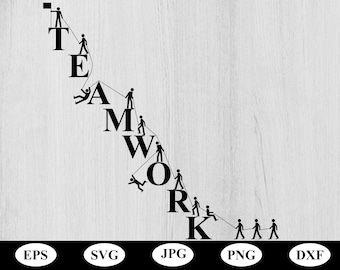 teamwork design lettering silhouette svg, illustration inspirational quote teamwork concept cricut clipart svg