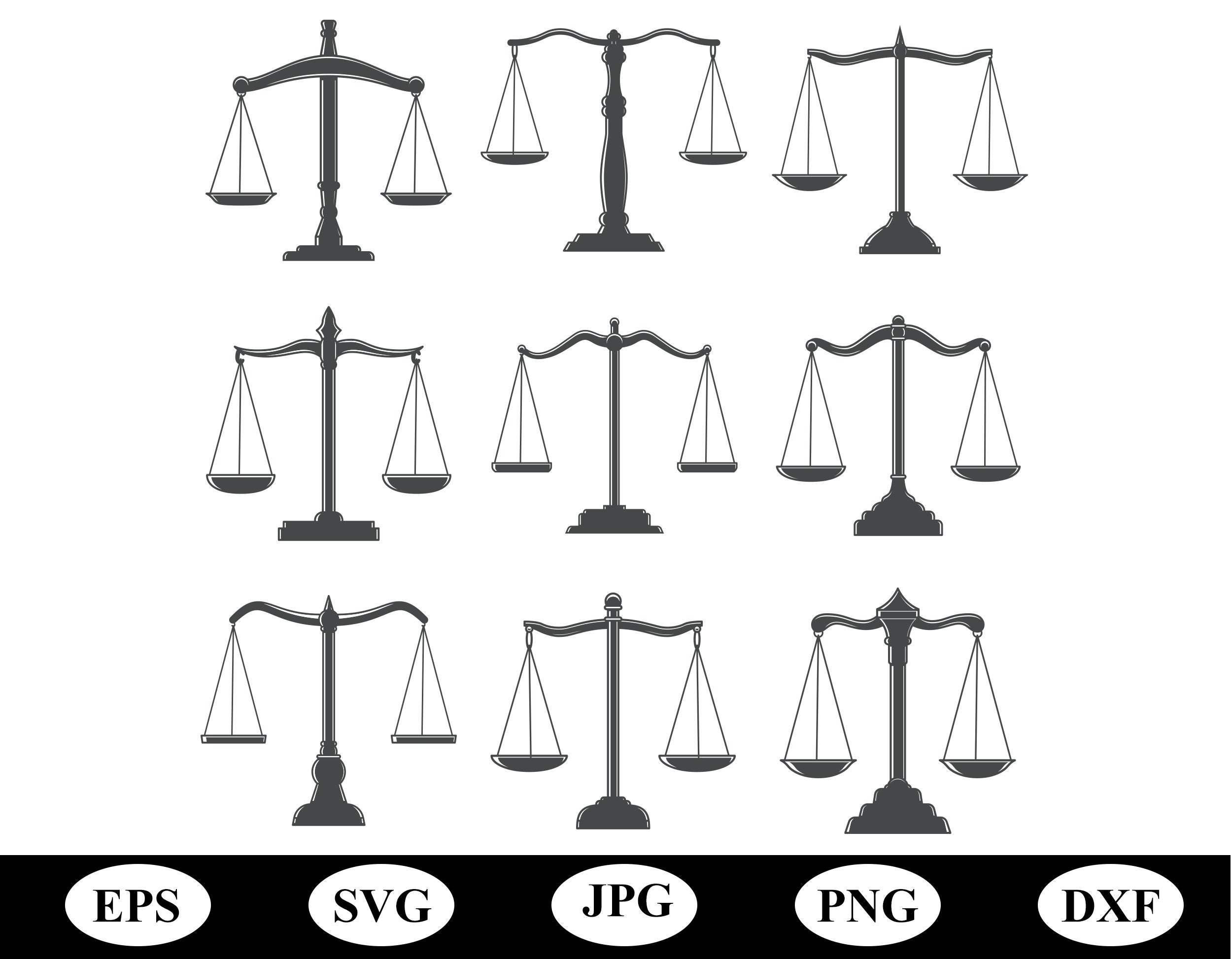 Silhouette Measuring Scales Logo Set Illustration Design Element