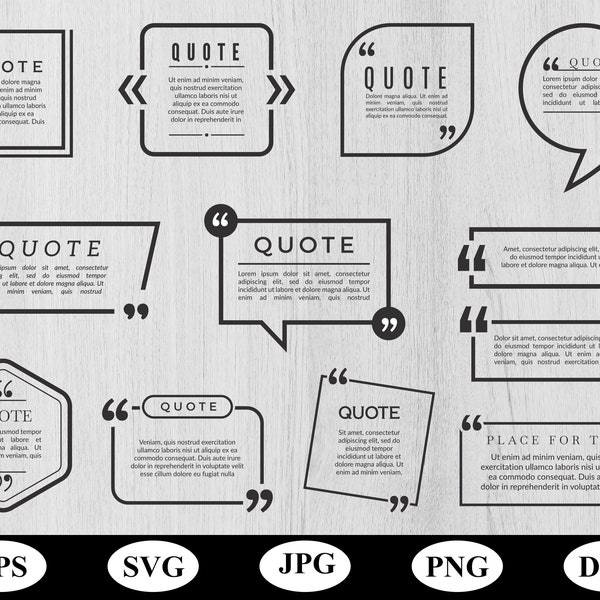 speech bubble info collection sets bundle svg, quote bubble, blog frames, blog quote, textbox quotation illustration clipart svg