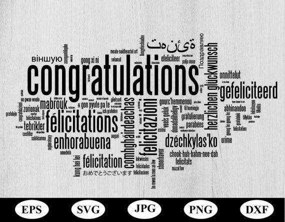 Congratulations Lettering Typography Illustration Silhouette - Etsy