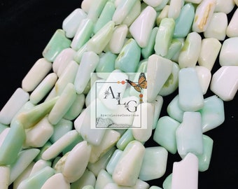 Natural Green Opal Smooth Fancy Shape Beads 13 Inch Opal Gemstone Loose Beads For Jewelry Making Stone