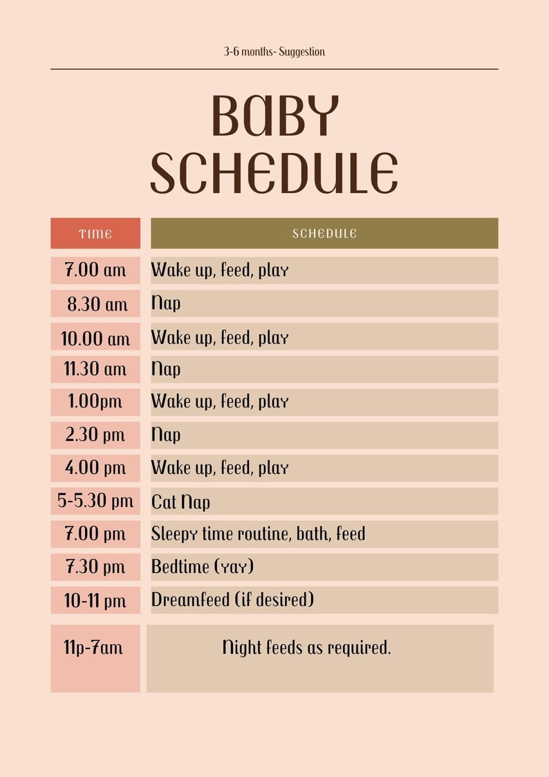 Baby Sleep Schedule Template Printable PDF Etsy