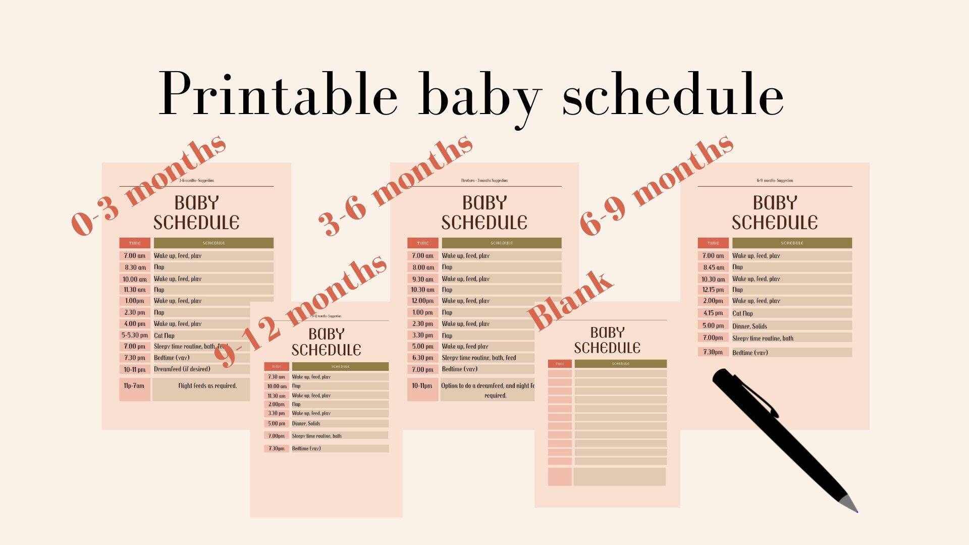 Baby Sleep Schedule Template Printable PDF Etsy