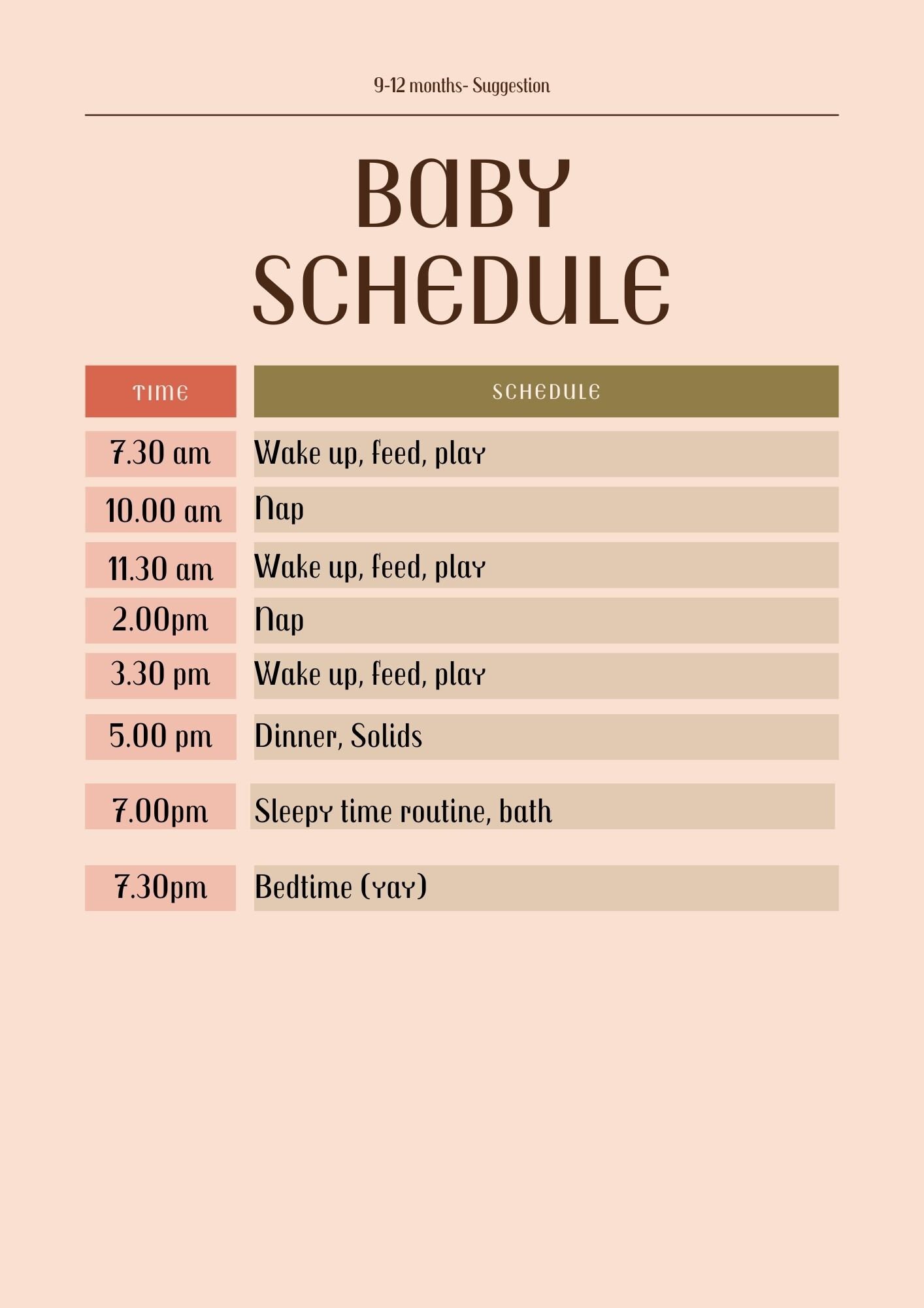 Baby schedule hotsell