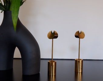 Pierre Forssell pair of Aniara candel stick holders, Skultuna circa 1970.
