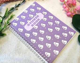 A5 Purple Ghost Pattern Reusable Stickerbook//Sticker Album//Sticker Storage//Halloween Present// 50 sheets/100 pages