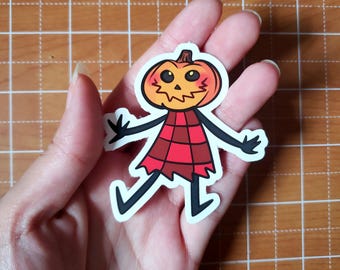 Spooky Cute Halloween Kawaii Pumpkin Head Guy 2.5 in Waterproof Sticker//Laptop Sticker//Spooky Sticker//Halloween Gift//Witchy Sticker//