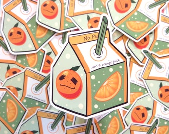 2 inch Orange Juicy Juice Box Sticker//Waterproof Sticker//Waterbottle Sticker//Water Resistant Sticker