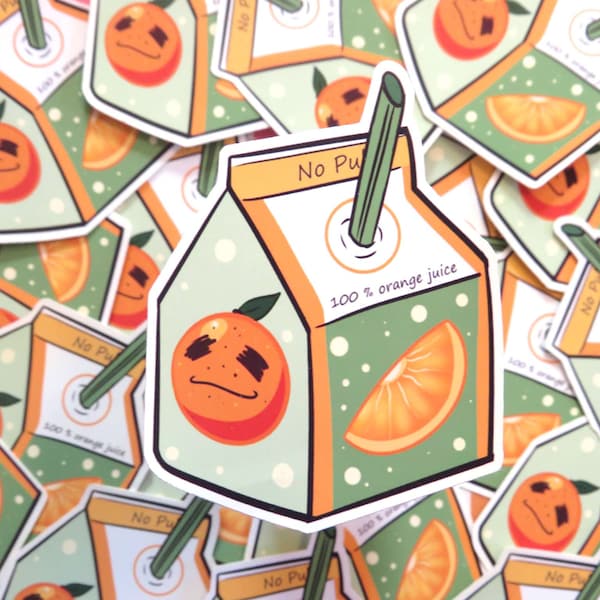 2 x 2.5 inch Orange Juicy Juice Box Sticker!