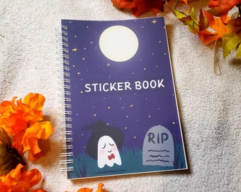 A5 Spooky Ghost Halloween Reusable Stickerbook//Kawaii Ghost Stickerbook//Halloween Gift//50 sheets//Sticker Album//Sticker Storage