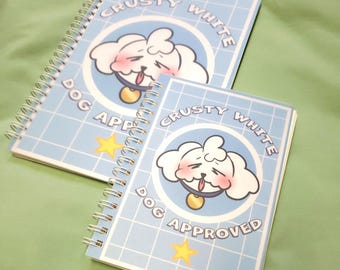 Crusty White Dog A5 Stickerbook/A6 Lined Notebook //Stationery//Cute notebooks//Sticker storage