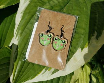 Cute Frog Earrings//Acrylic Earrings//Cute Gift//1 inch Earrings//FrogJewelry //Kawaii Jewelry//Birthday Gift For Her//Dangle Earrings
