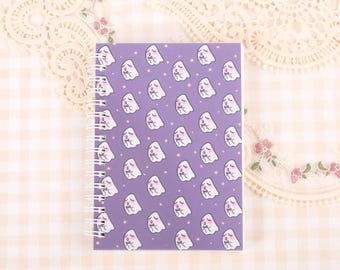 A6 Kawaii Ghostie Ghost Purple Halloween Lined Paper Notebook/Handbag Notepad/Stationery 100 sheets/200 pages