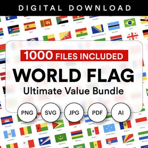 1000 Bandeiras do Mundo Ultimate Bundle Bandeiras de Países e mais, 5 Formatos de Arquivo svg png jpg pdf ai, Conjunto de Bandeiras Globais, Clipart Internacional, Sala de Aula
