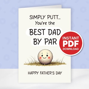 Cartão de Dia dos Pais para Amantes do Golfe, Presente para o Pai, Cartão de Saudações Fácil de Imprimir em Casa, Ideias de Presentes Exclusivos para Homens, Amigos, Cônjuges, Presente Engraçado para o Pai