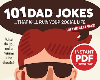 101 barzellette per papà per il massimo imbarazzo e risate. Scarica il PDF stampabile digitale per risate infinite. Barzellette sciocche, divertenti e noiose per la festa del papà.