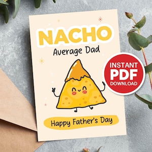 Carte de fête des pères Nacho moyenne papa drôle imprimable | Cadeau bricolage à téléchargement immédiat pour papa mari grand-père