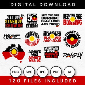 NAIDOC Aboriginal Indigenous Australian 12 Graphic Bundle in Schwarz Weiß Designs, 120 Dateien Vektor png, svg, pdf, Adobe illustrator, jpg