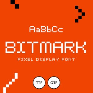 Bitmark Pixel Font — Bitmap Display Typeface OTF TTF | Retro Y2K Font for Logos, Posters, Branding | Spanish Character Support