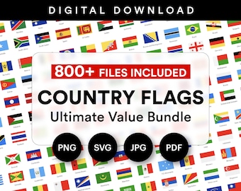 World Country Flagges Bundle: International Clipart (digitaler Download)