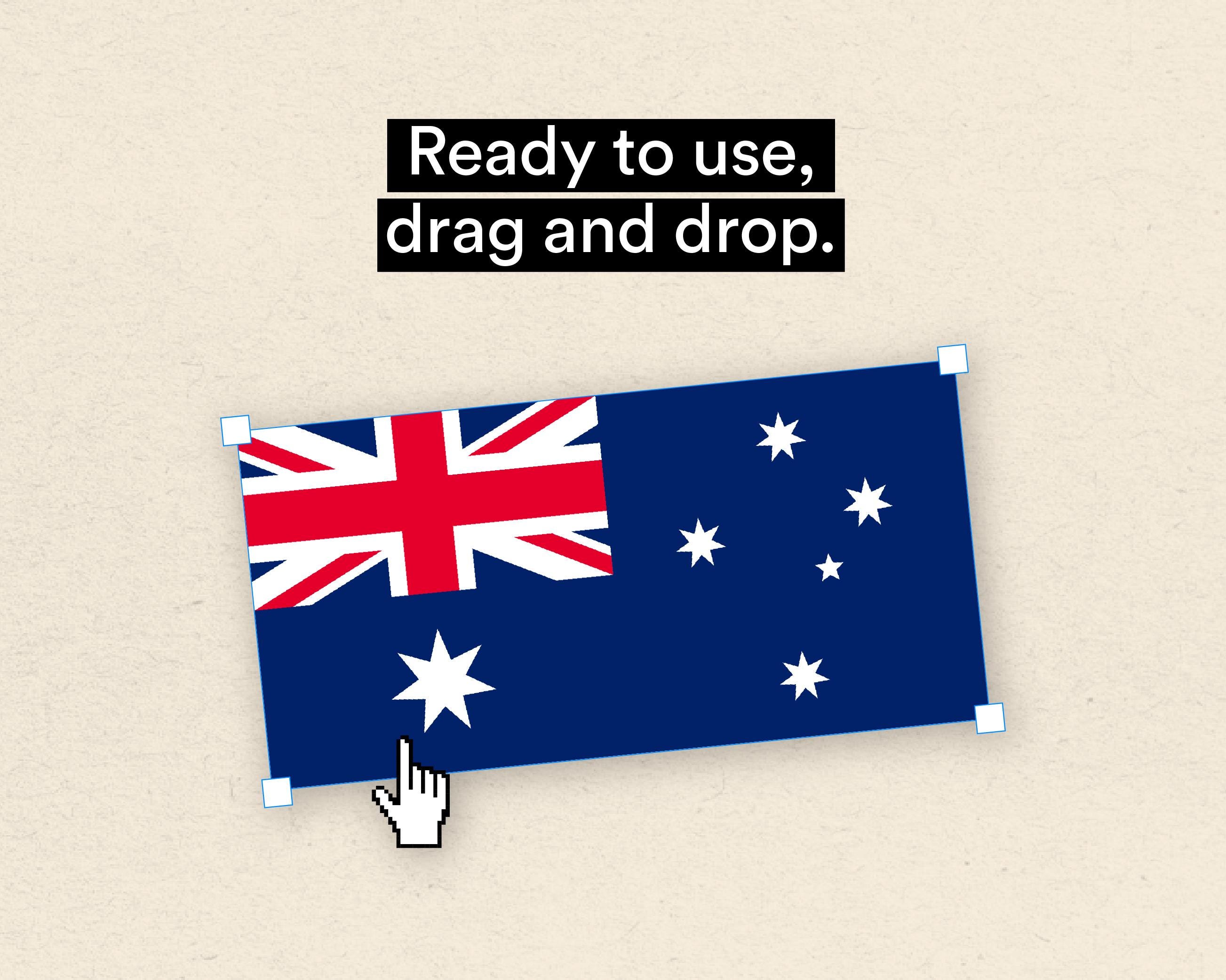 オーストラリア国旗バンドル：3種類のデザインと15種類のベクター