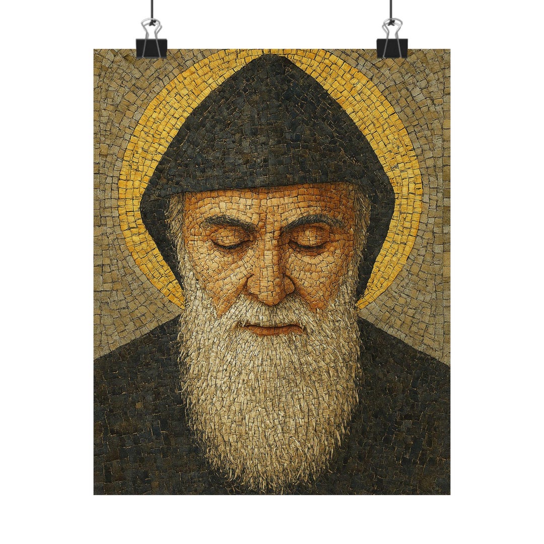 Saint Charbel Mosaic Wall Art, Handcrafted Irregular Tile Design ...